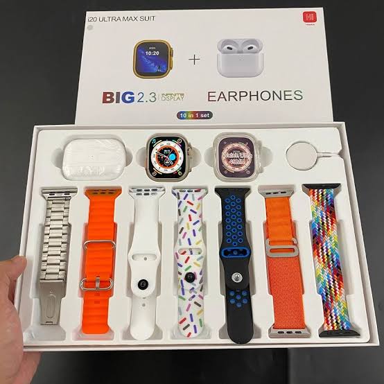 i20 Ultra Max Suit - 10 in 1 Premium Combo ⌚🎧